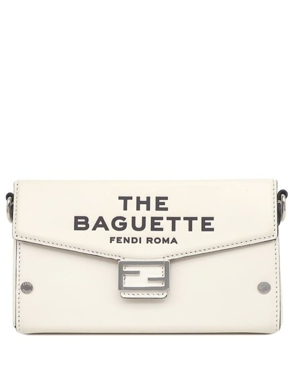 Fendi Shoulder Bag Baguette Phone Pouch Leather White Silver Marc Jacobs